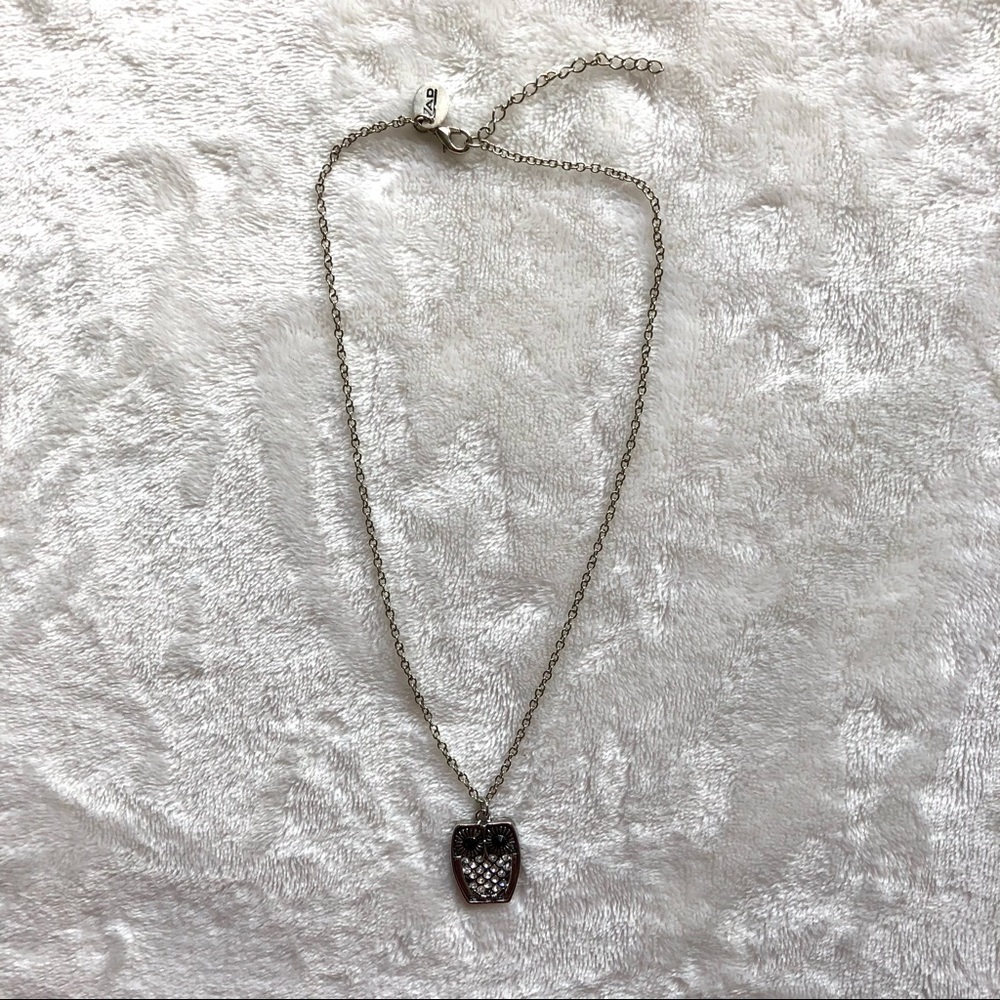 3/$30💚Metallic owl pendant silver necklace jewellery